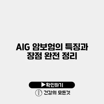 AIG 암보험의 특징과 장점 완전 정리