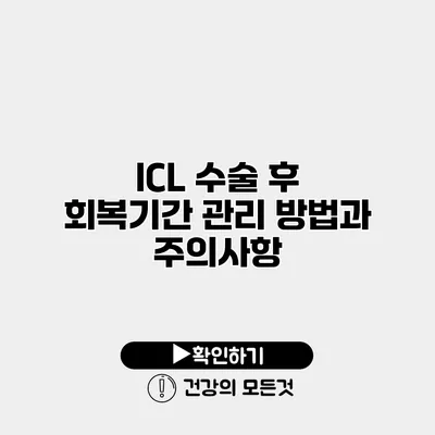 ICL 수술 후 회복기간 관리 방법과 주의사항