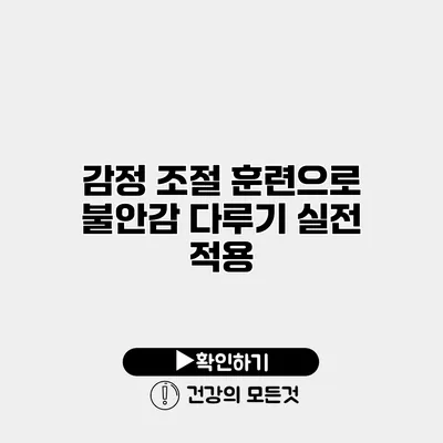 감정 조절 훈련으로 불안감 다루기 실전 적용