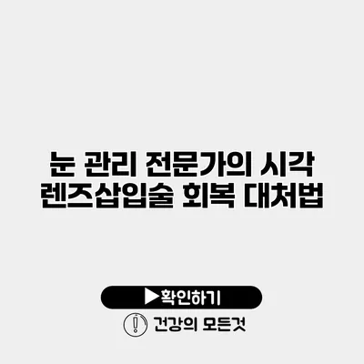 눈 관리 전문가의 시각 렌즈삽입술 회복 대처법