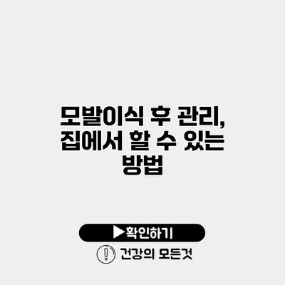 모발이식 후 관리, 집에서 할 수 있는 방법