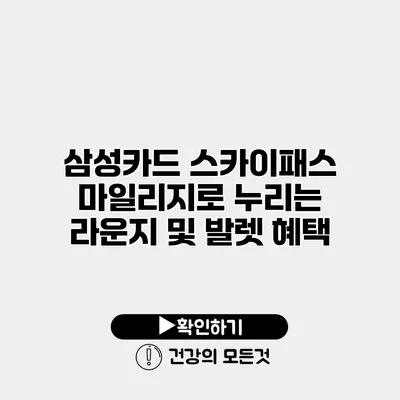 삼성카드 스카이패스 마일리지로 누리는 라운지 및 발렛 혜택