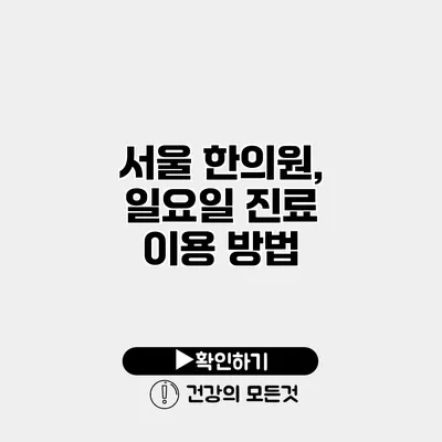 서울 한의원, 일요일 진료 이용 방법