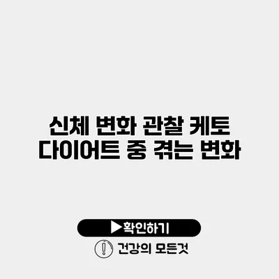 신체 변화 관찰 케토 다이어트 중 겪는 변화