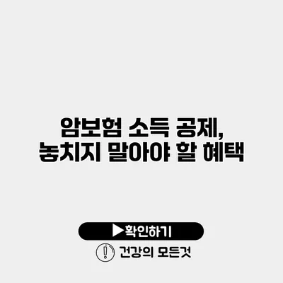 암보험 소득 공제, 놓치지 말아야 할 혜택