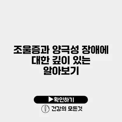 조울증과 양극성 장애에 대한 깊이 있는 알아보기