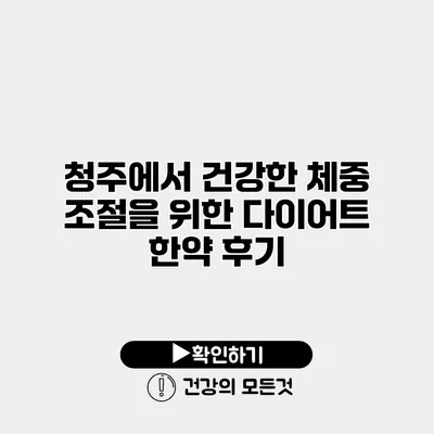 청주에서 건강한 체중 조절을 위한 다이어트 한약 후기