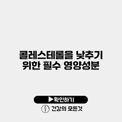 콜레스테롤을 낮추기 위한 필수 영양성분