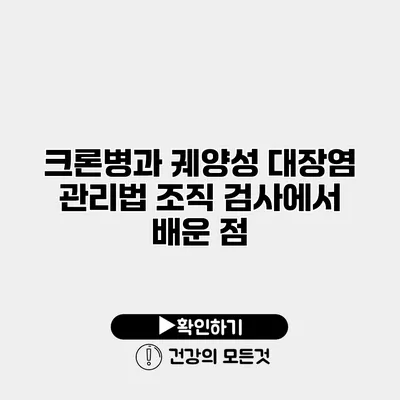 크론병과 궤양성 대장염 관리법 조직 검사에서 배운 점