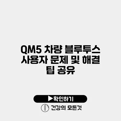 QM5 차량 블루투스 사용자 문제 및 해결 팁 공유