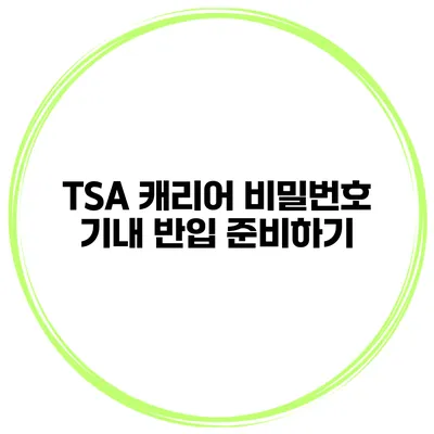 TSA 캐리어 비밀번호 기내 반입 준비하기