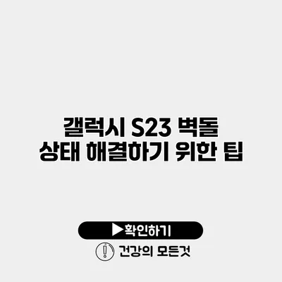 갤럭시 S23 벽돌 상태 해결하기 위한 팁