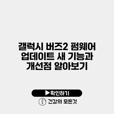 갤럭시 버즈2 펌웨어 업데이트 새 기능과 개선점 알아보기