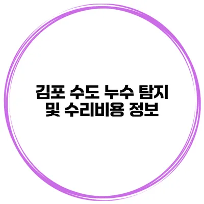 김포 수도 누수 탐지 및 수리비용 정보