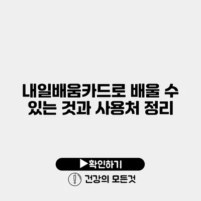 내일배움카드로 배울 수 있는 것과 사용처 정리