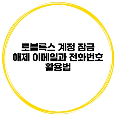 로블록스 계정 잠금 해제 이메일과 전화번호 활용법