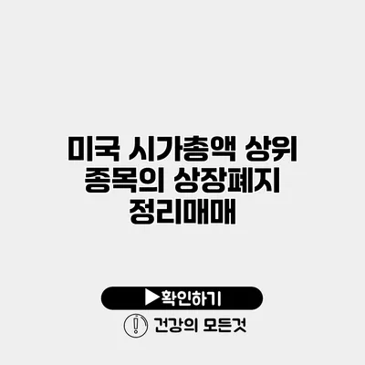 미국 시가총액 상위 종목의 상장폐지 정리매매