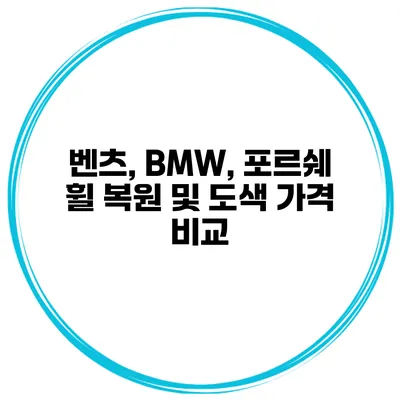 벤츠, BMW, 포르쉐 휠 복원 및 도색 가격 비교