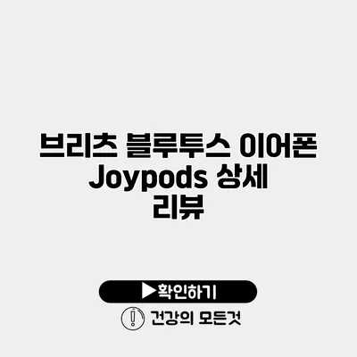 브리츠 블루투스 이어폰 Joypods 상세 리뷰