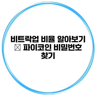 비트락업 비율 알아보기 – 파이코인 비밀번호 찾기