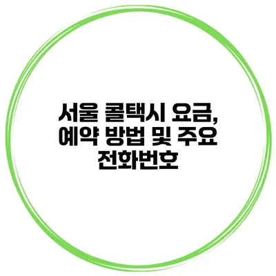 서울 콜택시 요금, 예약 방법 및 주요 전화번호