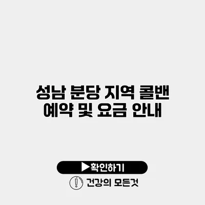 성남 분당 지역 콜밴 예약 및 요금 안내