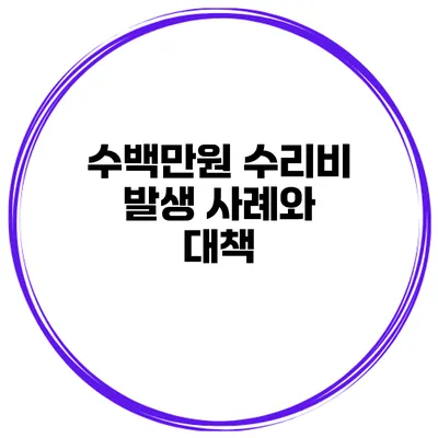 수백만원 수리비 발생 사례와 대책