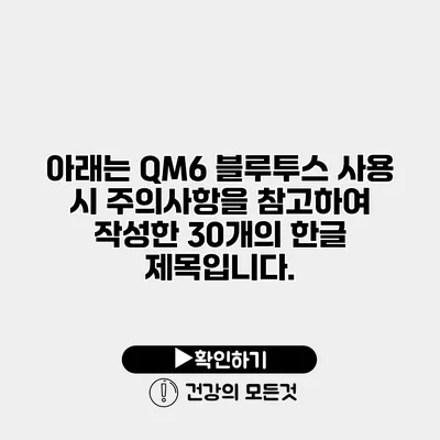 아래는 QM6 블루투스 사용 시 주의사항을 참고하여 작성한 30개의 한글 제목입니다.