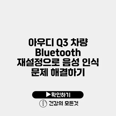 아우디 Q3 차량 Bluetooth 재설정으로 음성 인식 문제 해결하기