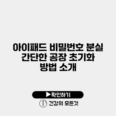 아이패드 비밀번호 분실? 간단한 공장 초기화 방법 소개