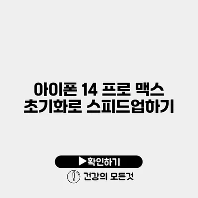 아이폰 14 프로 맥스 초기화로 스피드업하기