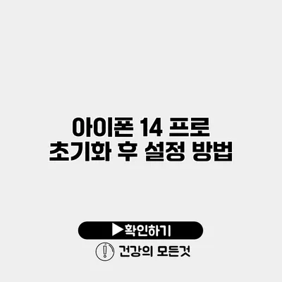 아이폰 14 프로 초기화 후 설정 방법