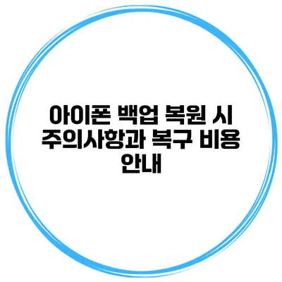 아이폰 백업 복원 시 주의사항과 복구 비용 안내