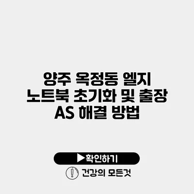 양주 옥정동 엘지 노트북 초기화 및 출장 AS 해결 방법