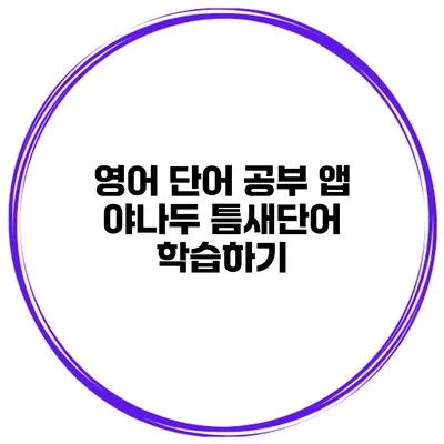 영어 단어 공부 앱 야나두 틈새단어 학습하기