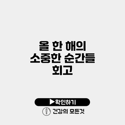 올 한 해의 소중한 순간들 회고
