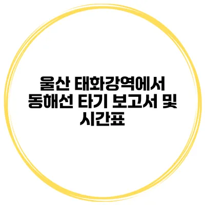 울산 태화강역에서 동해선 타기 보고서 및 시간표