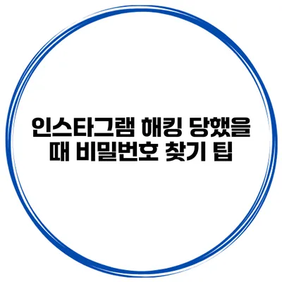 인스타그램 해킹 당했을 때 비밀번호 찾기 팁