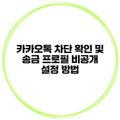 카카오톡 차단 확인 및 송금 프로필 비공개 설정 방법