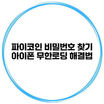 파이코인 비밀번호 찾기 아이폰 무한로딩 해결법
