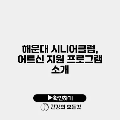 해운대 시니어클럽, 어르신 지원 프로그램 소개