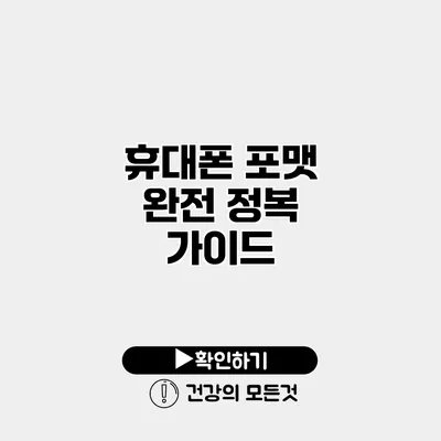 휴대폰 포맷 완전 정복 가이드